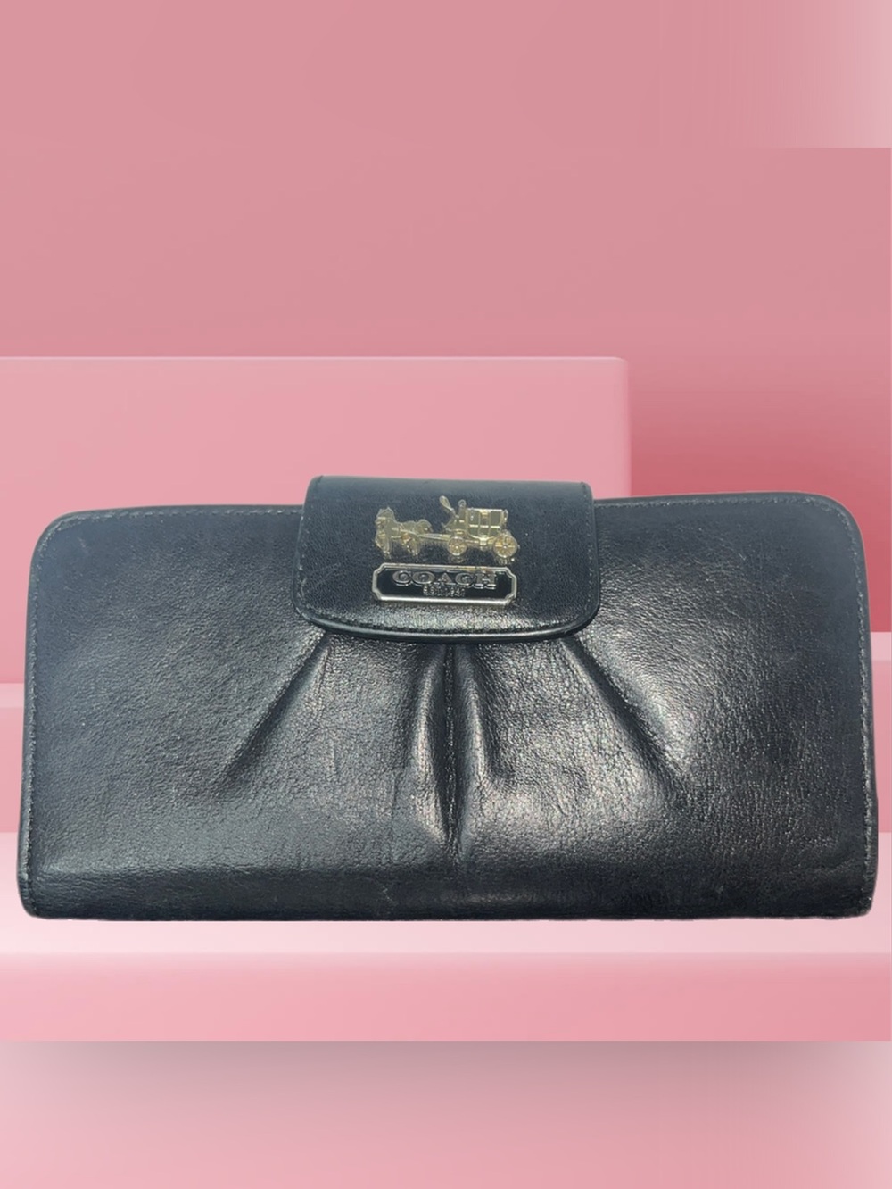 Vintage Coach Madison Pleated Leather Long Wallet
